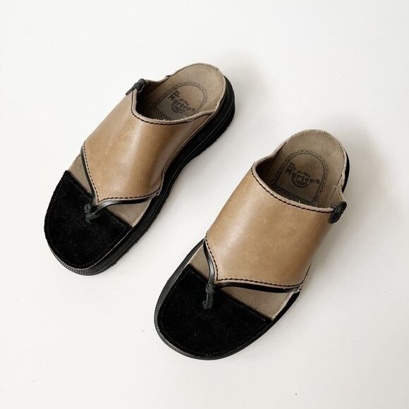 Vintage Dr. Marten leather thong sandals chunky flip flop platforms women's 7 - Picture 1 of 8